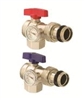 Angle Isolation Valve 1" With Thermometer - Red Handle