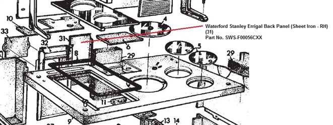 Waterford Stanley Errigal - Replacement Right Hand Back Panel (Sheet Iron)