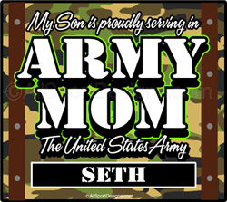 Personalized Army Mom car window decals or magnets