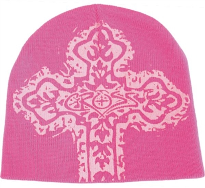 Hot Pink Christian Cross Beanie