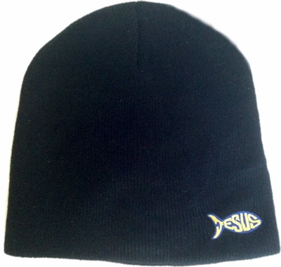 Jesus Fish Fitted Skull Cap Beanie in Black