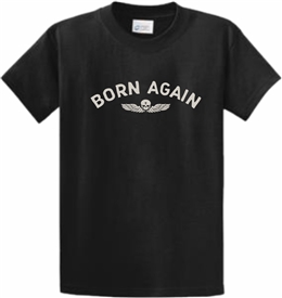 Born Again Wings Cross Skull Christian T-Shirt in Black