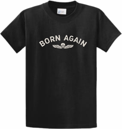 Born Again Wings Cross Skull Christian T-Shirt in Black
