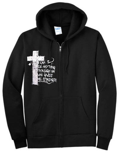 I Can Do Anything Through Him Christian Zip Hoodie Fleece