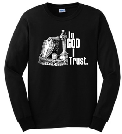 In God I Trust Warrior Long Sleeve Christian T-Shirt