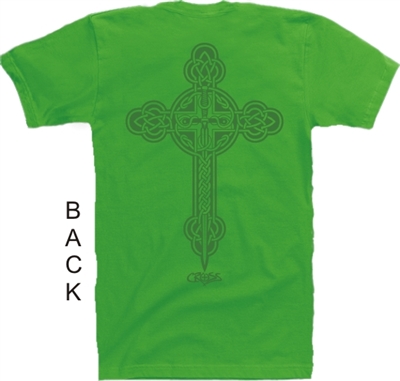 Celtic Cross Christian T-Shirt in Green