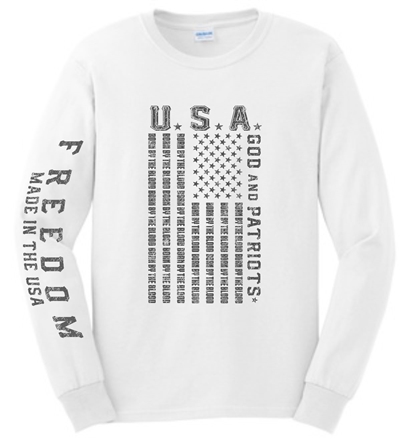 USA Flag God And Patriots Patriotic Long Sleeve T-Shirt Wh