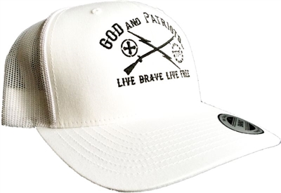 God And Patriots Patriotic Snapback Trucker Cap White