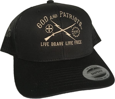 God And Patriots Patriotic Snapback Trucker Cap Black