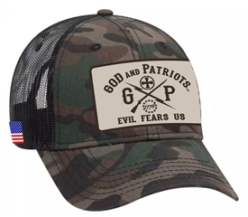 God And Patriots Patriotic Mesh Snapback Trucker Cap Camo Black