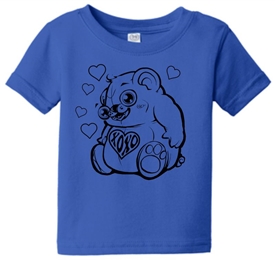 Hugs & Kisses Heart Bear Infant Toddler T-Shirt Blue