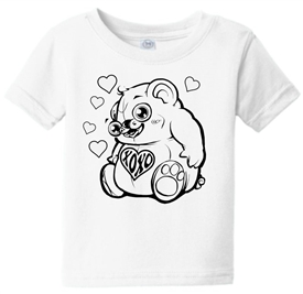 Hugs & Kisses Heart Bear Infant Toddler T-Shirt White