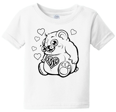 Hugs & Kisses Heart Bear Infant Toddler T-Shirt White