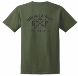 Evil Fears Us 1776 God Patriots Patriotic T-Shirt Green