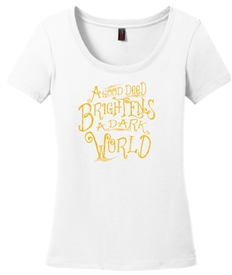 A Good Deed Brightens A Dark World Scoop Neck T-Shirt White