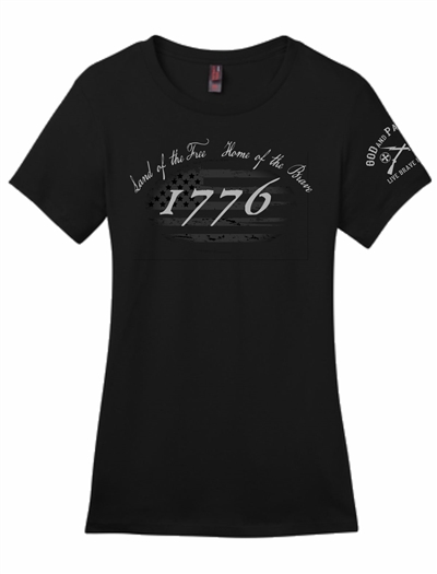 1776 Land Of Free Home Of Brave Patriotic T-Shirt Women