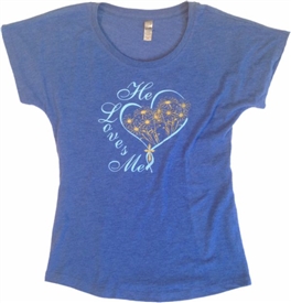 He Loves Me Heart and Flowers Dolman T-Shirt