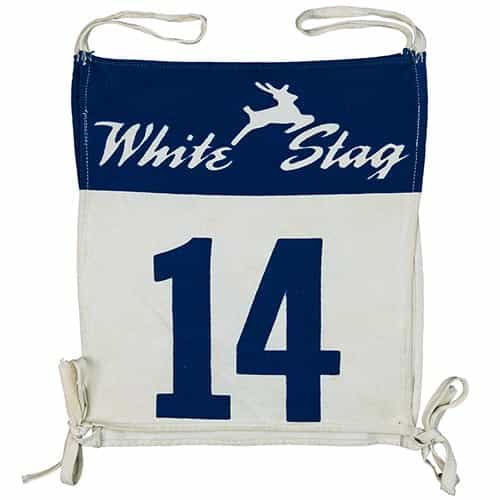 1950's White Stag Vintage Ski Race Bib #14 supplied by the White Stag Clothing Company, Portland, OR