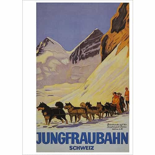 Jungfraubahn Swiss Dog Sledding Postcard