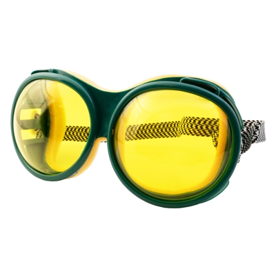 Vintage 1960s ParaSki Bubble Ski Goggles with green frame