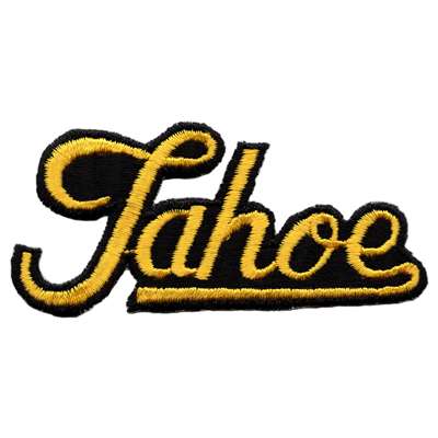 Tahoe, California Vintage 1970s Embroidered Calligraphy Patch, 1 3/4 x 3 3/4 inches