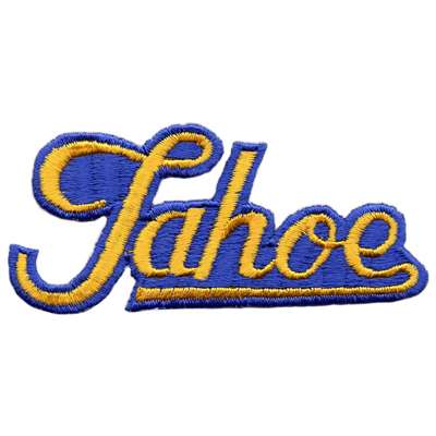 Tahoe, California Vintage 1970s Embroidered Calligraphy Patch, 1 3/4 x 3 3/4 inches