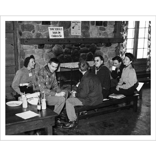 Vintage photo of Apres Ski at Moon Valley Ski Area (Black & White or Sepia, 2 Sizes: 8 x 10 and 11 x 14 inches)