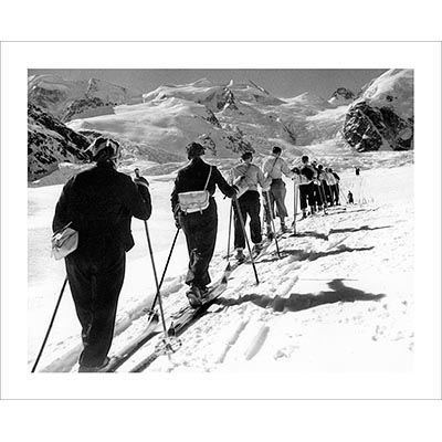 Vintage photo of Ski Touring in St. Moritz (Black & White or Sepia, 2 Sizes: 8 x 10 and 11 x 14 inches)