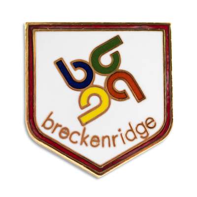 Breckenridge Shield Vintage Logo 1970s Ski Pin, 3/4 x 3/4 inches