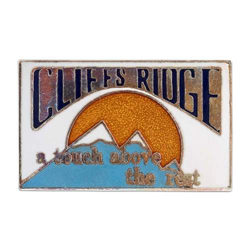 Cliffs Ridge Retro 1970s Ski Area Pin, 3/4 x 1 1/4 inches