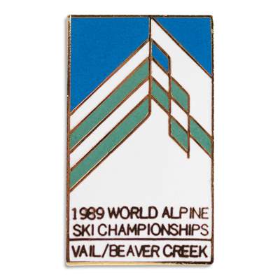 Vail 1989 World Alpine FIS Ski Championships Classic 1970s Ski Pin, 1 x 3/4 inches