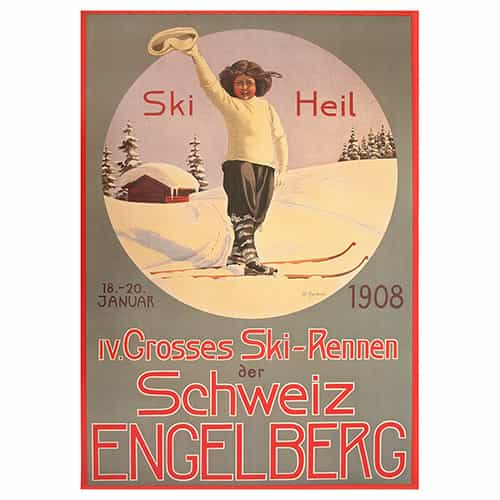 Beekley Vintage Swiss Art Deco Ski Poster Collection - Ski Heil 1908