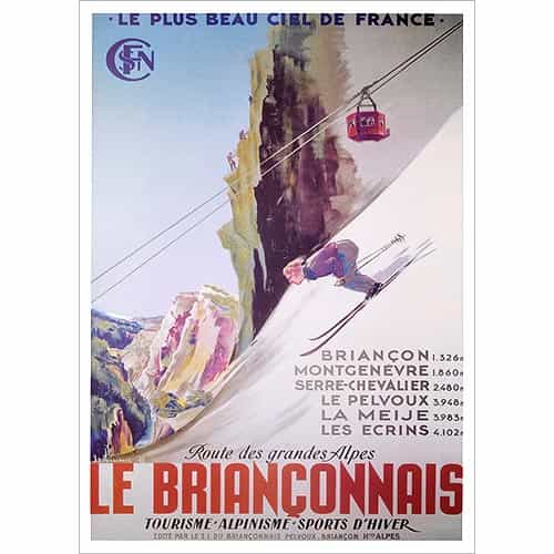 Le Brianconnais Skiing Travel Poster