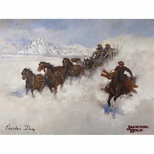 Jackson Powder Day With Stagecoach Poster