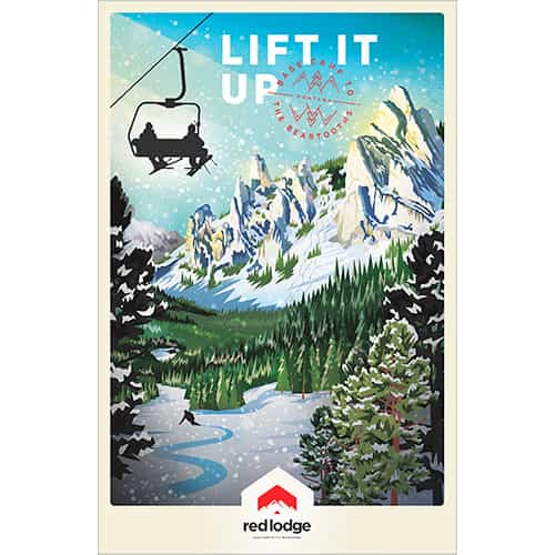 Red Lodge Mountain Lift It Up Ski Poster