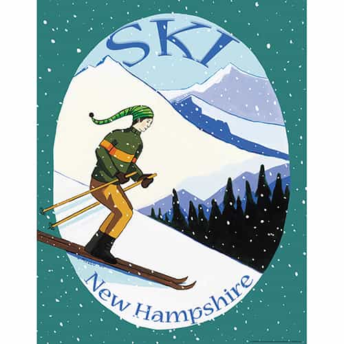 Ski New Hampshire Vintage Art Deco Ski Poster