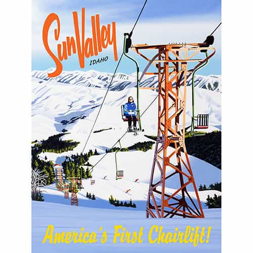 Sun Valley Americas First Chairlift Ski Poster