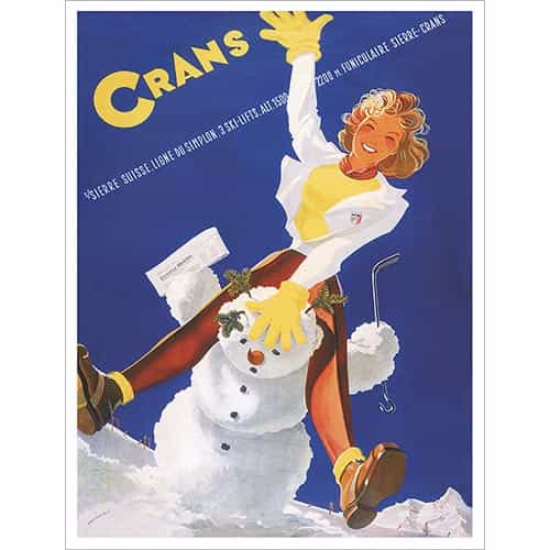 Crans Switzerland Vintage Ski Poster