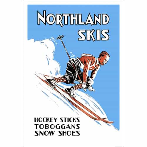 Northland Skis Vintage Ad with Male Ski Racer Poster