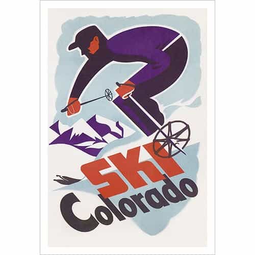 Ski Colorado Vintage Art Deco Ski Poster, Size 20 x 30 inches