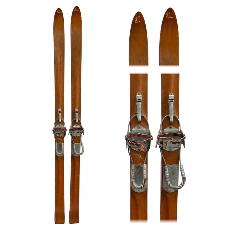 1940s Lund Vintage Ridge Top Downhill Skis