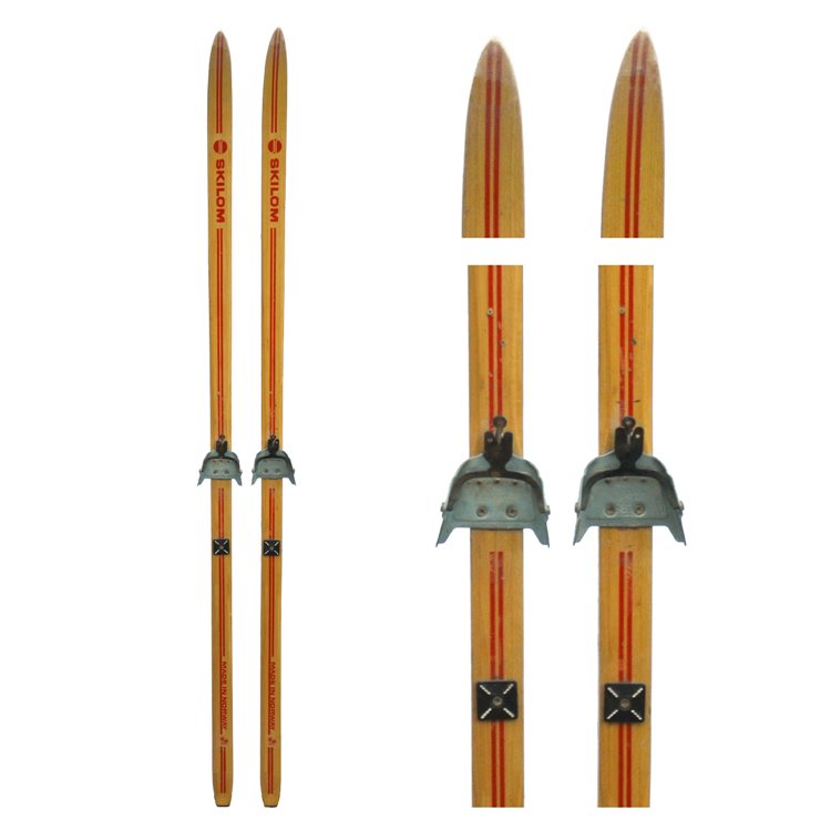 1970s Skilom Vintage Wooden Nordic Skis with Dovre 3 pin bindings