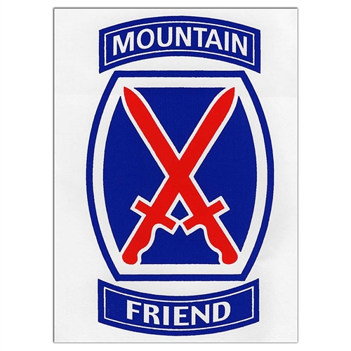 10th Mountain Division Friend Sticker- Decal for your car. Size-3 x 4 inches
