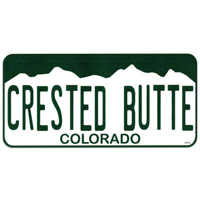 Crested Butte Colorado License Plate Bumper Sticker, 2 1/2 x 5 1/2 inches