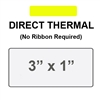 Yellow Direct Thermal Label 3' x 1', 1 Inch Core