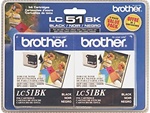 Brother LC51BK2PK 2-Pack Genuine Black Ink