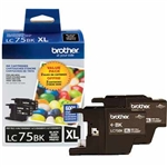 Brother LC75BK 2-Pack Genuine Black Ink LC752PKS