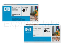 HP Color Laserjet 2600, 2600n 2-Pack Black Toner Cartridges Q6000AD