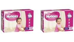 Huggies Toddler Girl Nappies (10-15 kg) Bulk MULTIBUY - 108x2 nappies