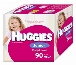 Huggies Junior Girl Nappies (16 kg & over) Bulk - 90 nappies